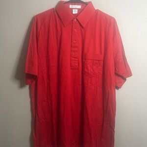 Vintage Christian Dior Red Button Up Shirt 100% Pima Cotton XL